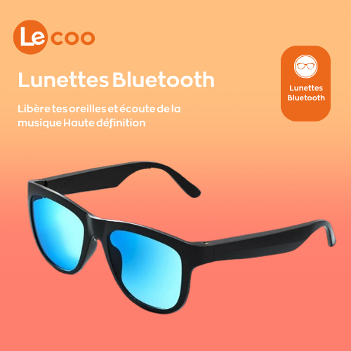 Lecoo - Lunettes intelligentes, écouteurs bluetooth, Anti UV, Anti lumière bleu.